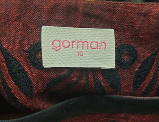 Gorman deep red linen/cotton dress with embroidered detail size 10 Gorman preloved second hand clothes 8