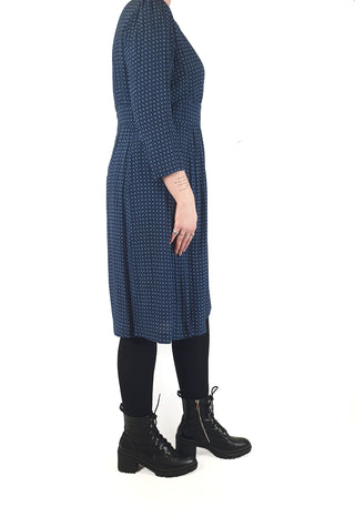 Anna Thomas blue print long sleeve dress size 14, best fits 12-14