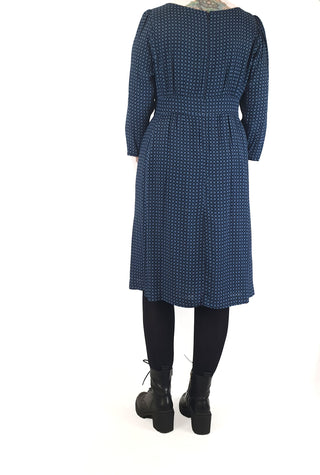 Anna Thomas blue print long sleeve dress size 14, best fits 12-14