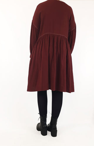 Gorman deep red cotton long sleeve dress with contrasting stitching size 12