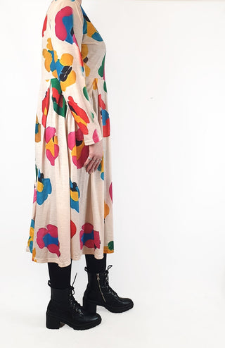 Colourful print long sleeve maxi dress size M