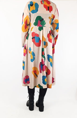 Colourful print long sleeve maxi dress size M