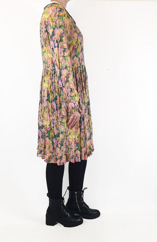 Kholo floral long sleeve dress with white collar size 14 (best fits 12-14)