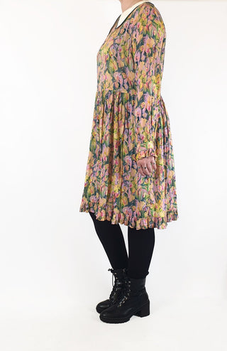 Kholo floral long sleeve dress with white collar size 14 (best fits 12-14)