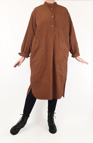 Uniqlo brown cord oversize dress size S (very generous fit, easily fits 12 or 14)