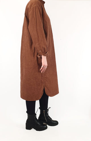 Uniqlo brown cord oversize dress size S (very generous fit, easily fits 12 or 14)