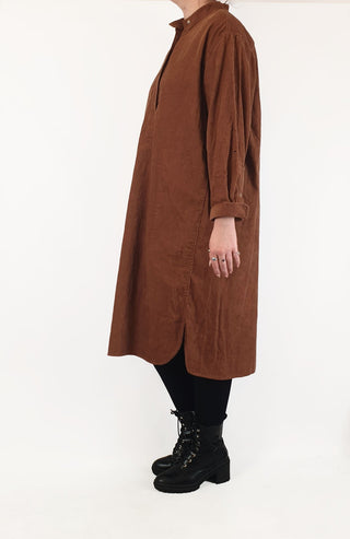 Uniqlo brown cord oversize dress size S (very generous fit, easily fits 12 or 14)