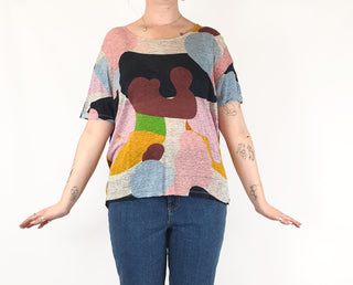 Gorman + Katie Eraser colourful linen top size 12