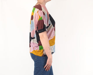 Gorman + Katie Eraser colourful linen top size 12