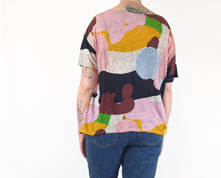 Gorman + Katie Eraser colourful linen top size 12