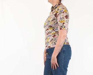 Gorman colourful floral half sleeve top size 12 (note: some pilling under arms)