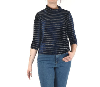 Kindling navy and metalic gold striped top size L (best fits size 12) Kindling preloved second hand clothes 2