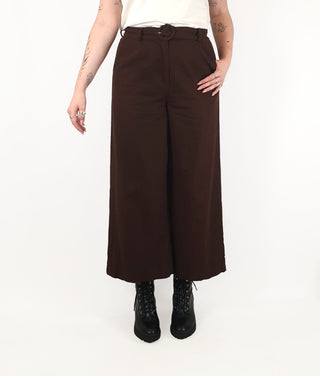 Princess Highway brown wide leg linen-cotton pants size 12