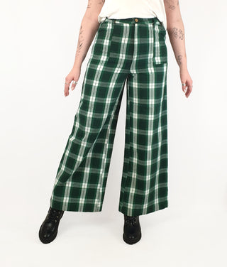 Ghanda green plaid wide leg pants size 12 (as new with tags) Ghanda preloved second hand clothes 1