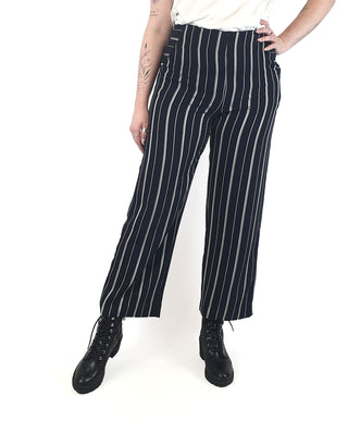 RPM Melbourne black and white striped wide leg pants size M