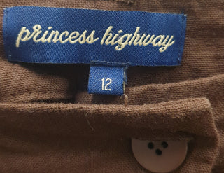 Princess Highway brown wide leg linen-cotton pants size 12