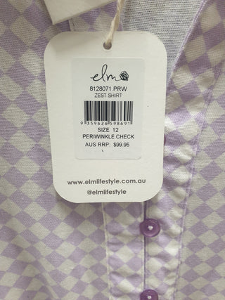 Elm purple and white diamond check shirt size 12