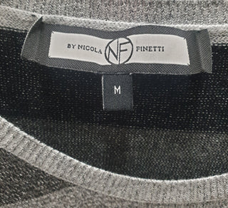 Nicola Finetti grey metallic fine knit long sleeve jumper size M (note: small inconsistency)