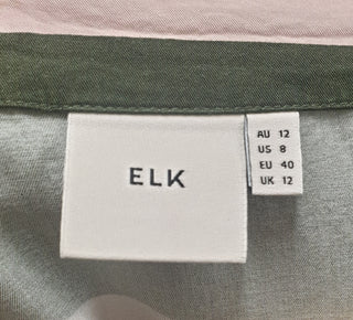 Elk green and pink long sleeve top size 12 (note: inconsistencies)