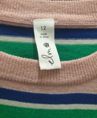 Elm striped cotton-metalic fine knit top size 12