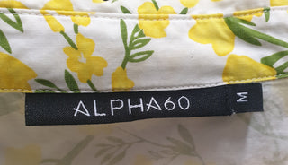 Alpha 60 yellow floral short sleeve shirt size M