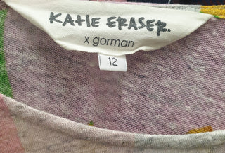 Gorman + Katie Eraser colourful linen top size 12