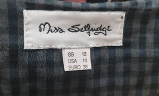 Miss Selfridge grey and navy gingham maxi dress size GB 12