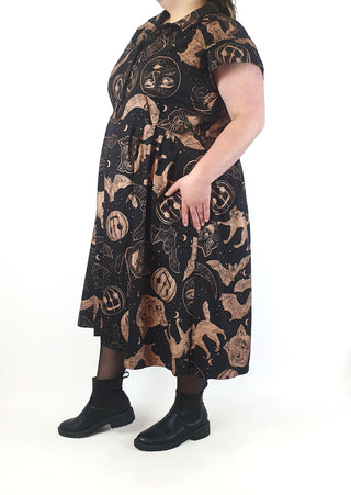 Made590 dinah black halloween print cotton dress size 4X