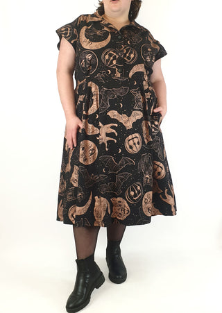 Made590 dinah black halloween print cotton dress size 4X