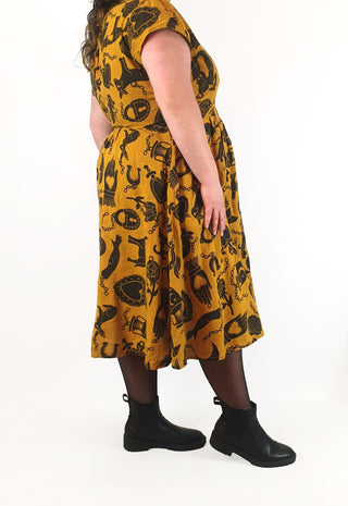 Made590 saski mustard symbol print dress size 3X Made590 preloved second hand clothes 5