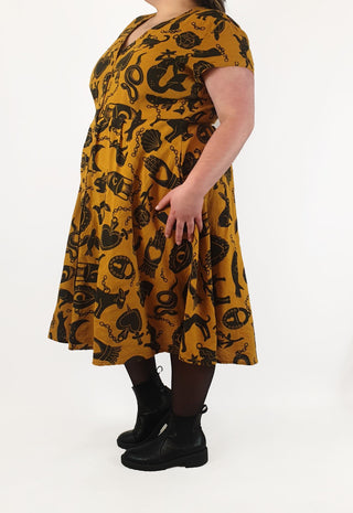 Made590 saski mustard symbol print dress size 3X Made590 preloved second hand clothes 6