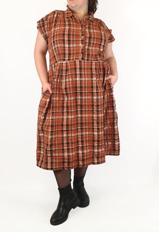 Made590 dinah brown plaid cotton dress size 4X Made590 preloved second hand clothes 3