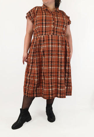 Made590 dinah brown plaid cotton dress size 4X Made590 preloved second hand clothes 1