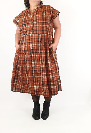 Made590 dinah brown plaid cotton dress size 4X Made590 preloved second hand clothes 2