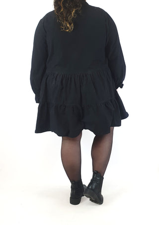 Atmos & Here black cotton long sleeve tiered dress size 24 (note: mark)