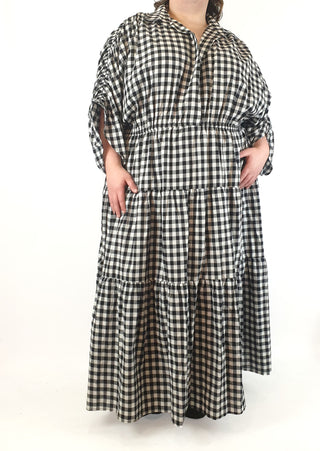 Proud Poppy black and white gingham maxi dress size 28 Proud Poppy preloved second hand clothes 1