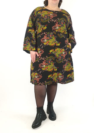 Joanie black dress with red and green floral print size UK24 (as new with tags) Joanie preloved second hand clothes 3