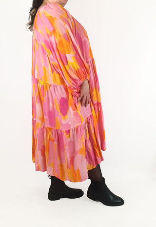 Proud Poppy pink and yellow print long sleeve maxi dress size 28 Proud Poppy preloved second hand clothes 5