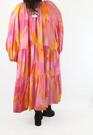 Proud Poppy pink and yellow print long sleeve maxi dress size 28 Proud Poppy preloved second hand clothes 7