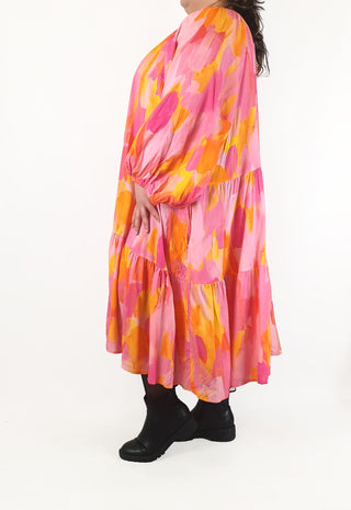 Proud Poppy pink and yellow print long sleeve maxi dress size 28 Proud Poppy preloved second hand clothes 6