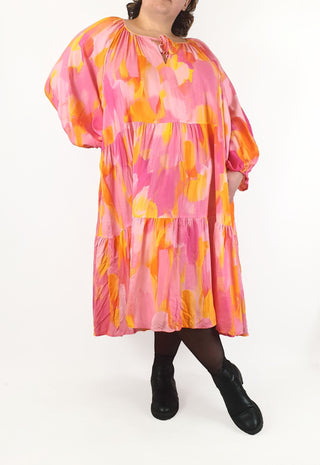 Proud Poppy pink and yellow print long sleeve maxi dress size 28 Proud Poppy preloved second hand clothes 4