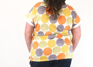 Colourful polka dot print top fits size 20-22