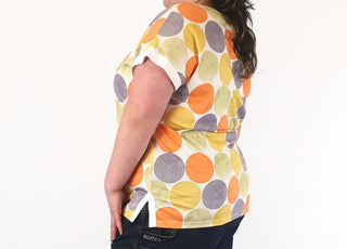 Colourful polka dot print top fits size 20-22