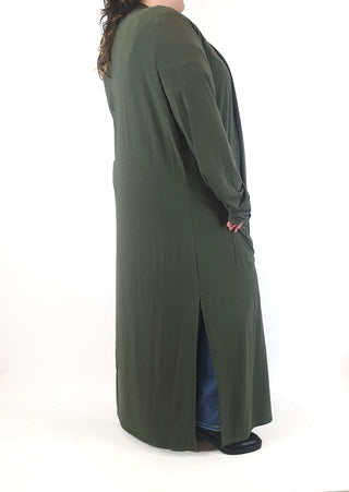 Proud Poppy olive green maxi cardigan size 28