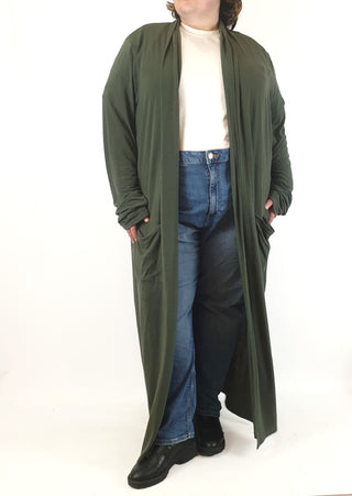 Proud Poppy olive green maxi cardigan size 28