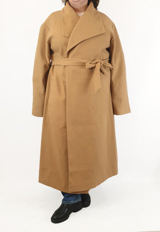 Asos tan maxi coat with pockets size UK24