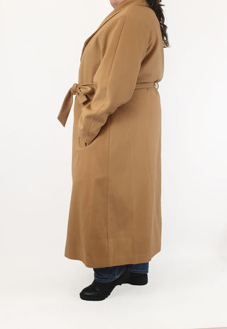 Asos tan maxi coat with pockets size UK24