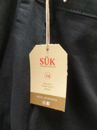 SÜK Workwear green relaxed work pants size 24 (as new with tags)