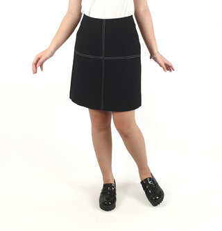 Cue black skirt with contrasting white stitching size 6