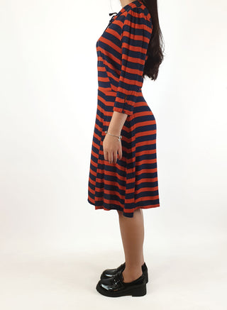 Red and navy striped long sleeve dress fits size 6 Unknown preloved second hand clothes 5